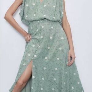 Zara Polka Dot Maxi Dress with Side Slit